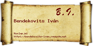 Bendekovits Iván névjegykártya